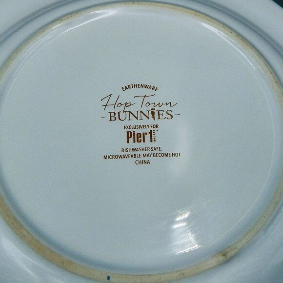 Pier 1 One Hop Town Salad Plates 8.5 Inch Luncheon Set of 2 Earthenware - Picture 9 of 10